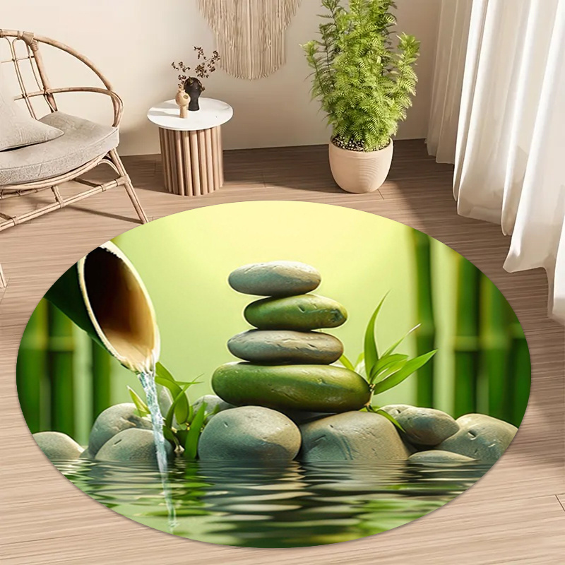 Spa Wellness Yoga - Zen Bamboo Stone Water Flow Round