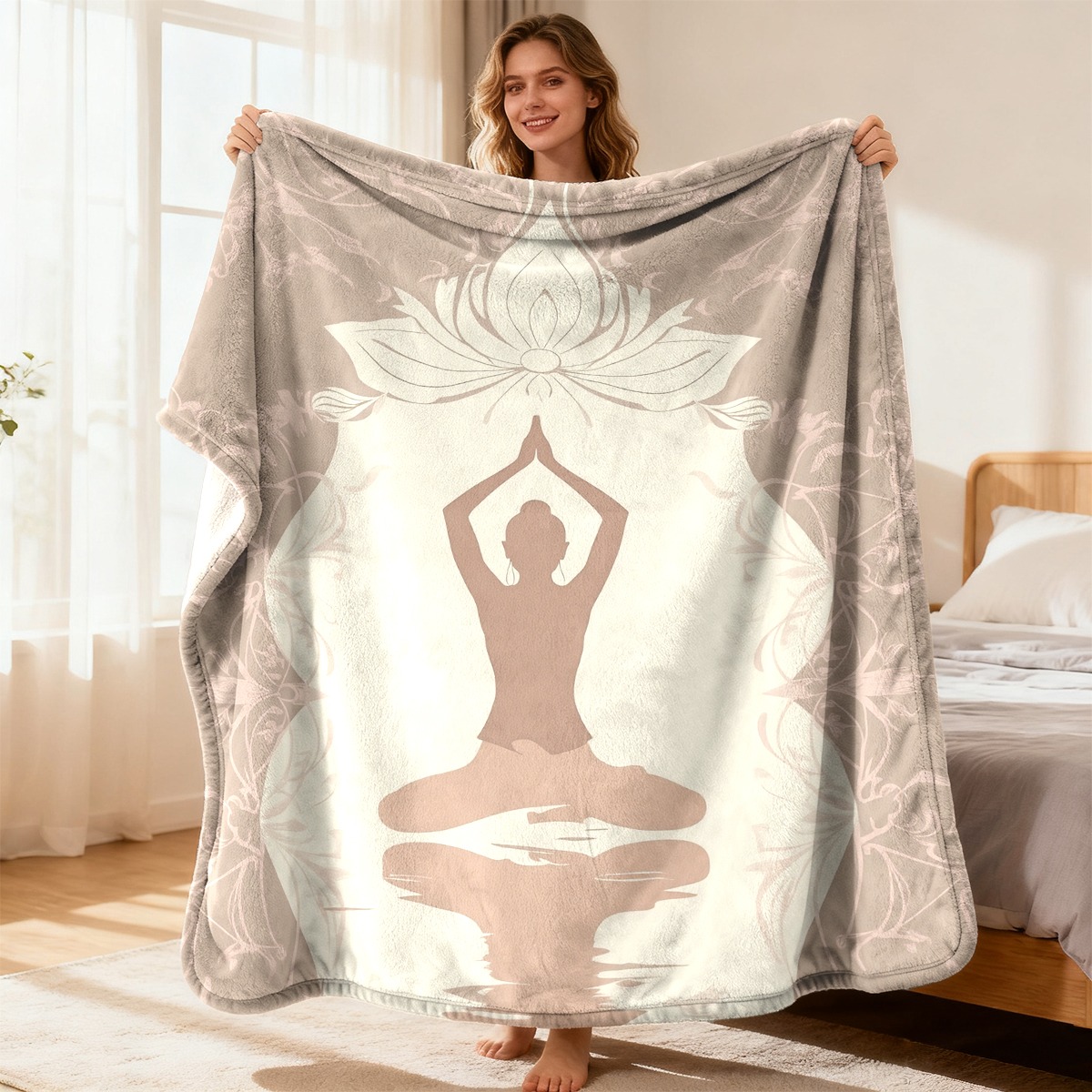 Spa Wellness Yoga - Luxurious Yoga Lotus Meditation Throw Blanket